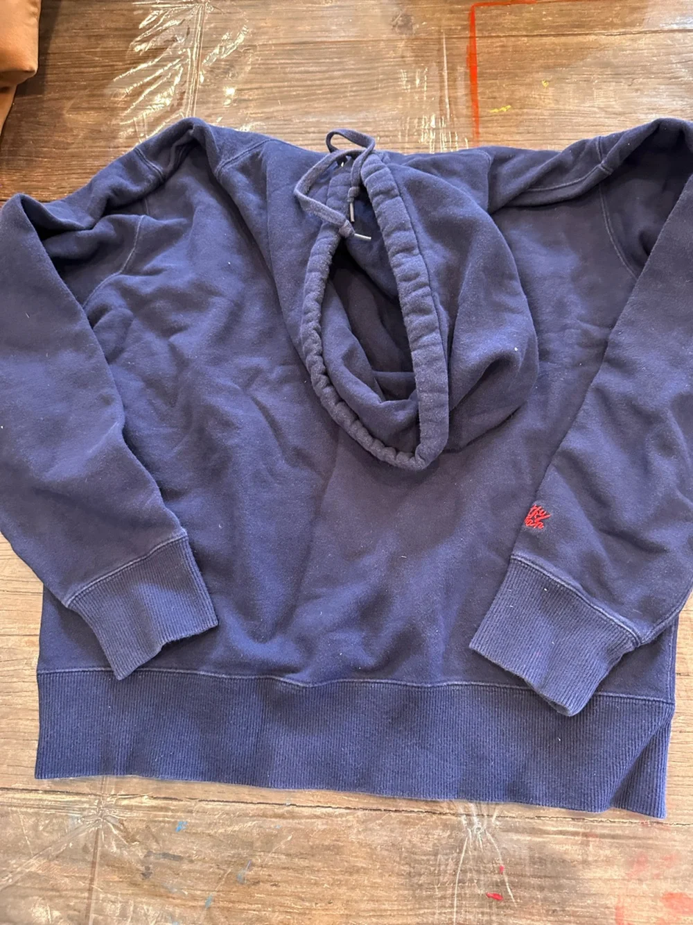 Uniqlo Navy Zip-Up Hoodie with Embroidered Fries Patch